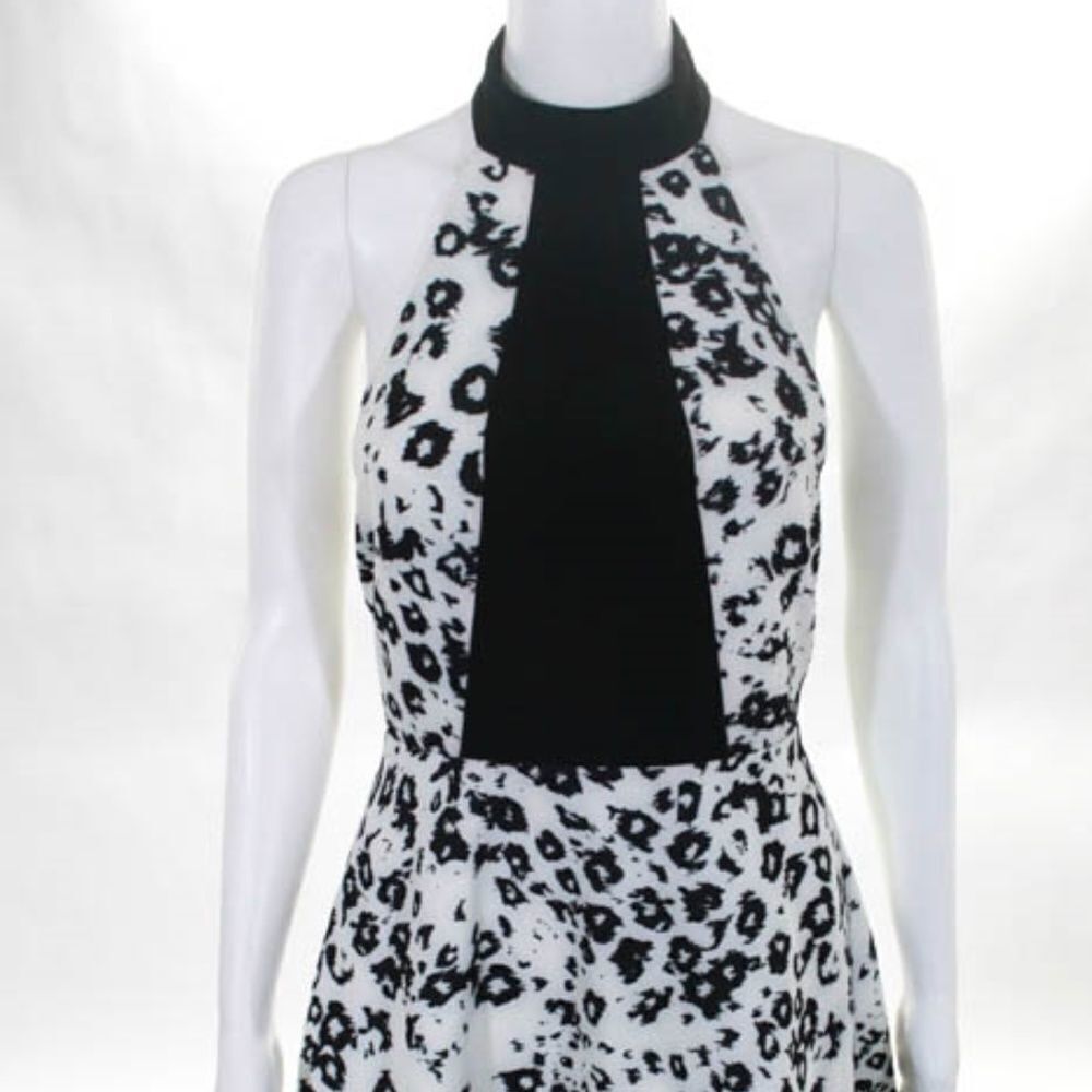 NEW Shilla Black Animal Print A Line Dress Small